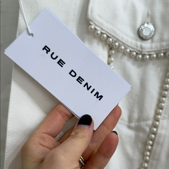 Rue De Seine White Pearl Embellished Jean Jacket - Picture 5 of 7